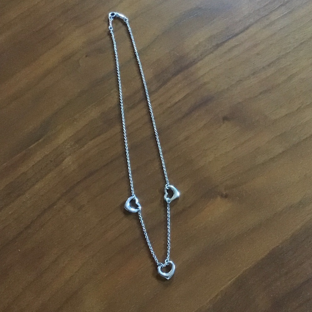 Tiffany & Co. silver three open hearts Elsa Peretti necklace - Picture 3 of 6